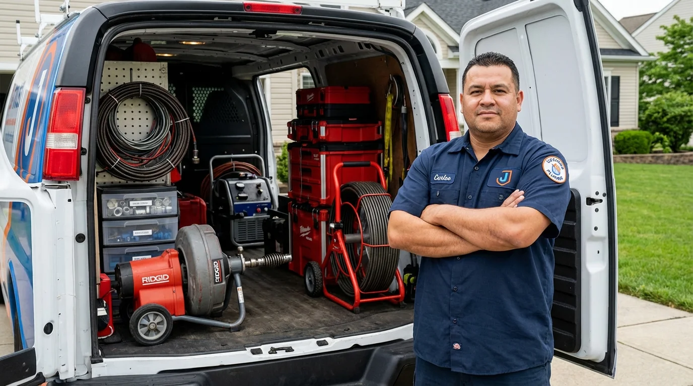 Professional drain cleaning equipment and Johns Plumbing LLC plumber in Laurel