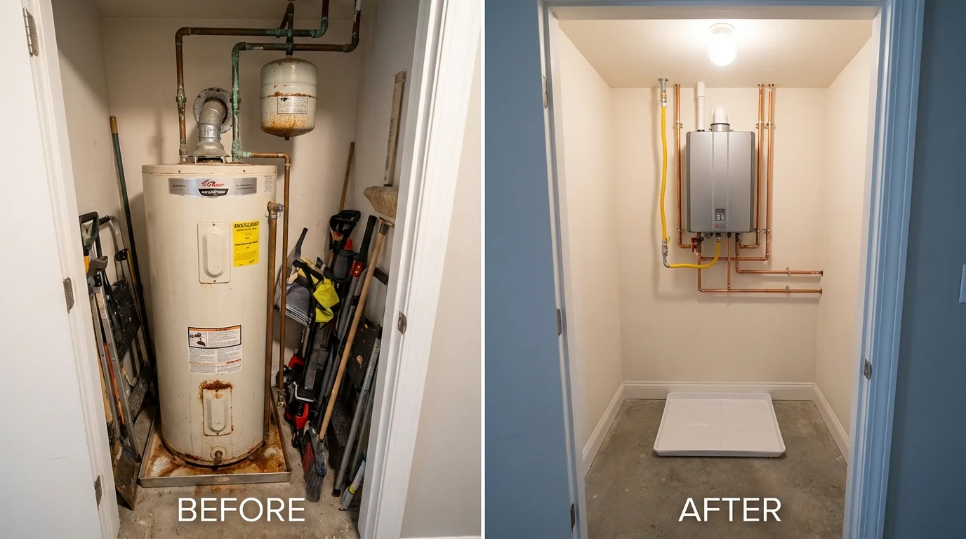 Tank water heater versus wall-mounted tankless unit comparison for Laurel, MS homeowners
